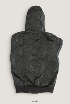 Cropped hooded leather jacket back preview