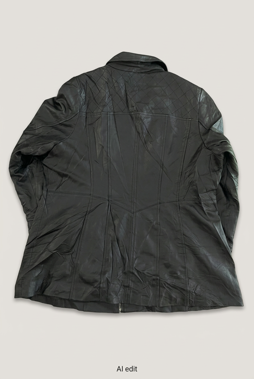 d&co black leather jacket back preview