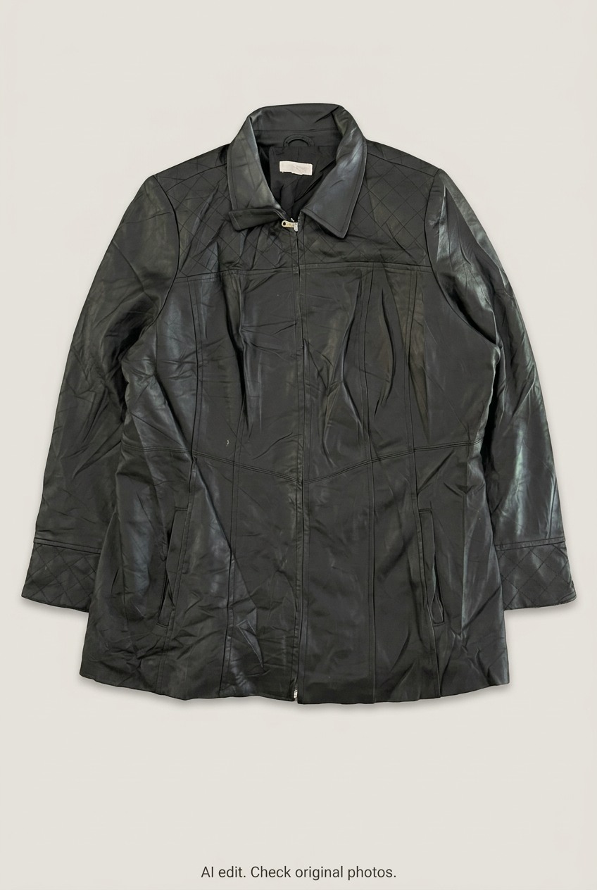 d&co black leather jacket front preview