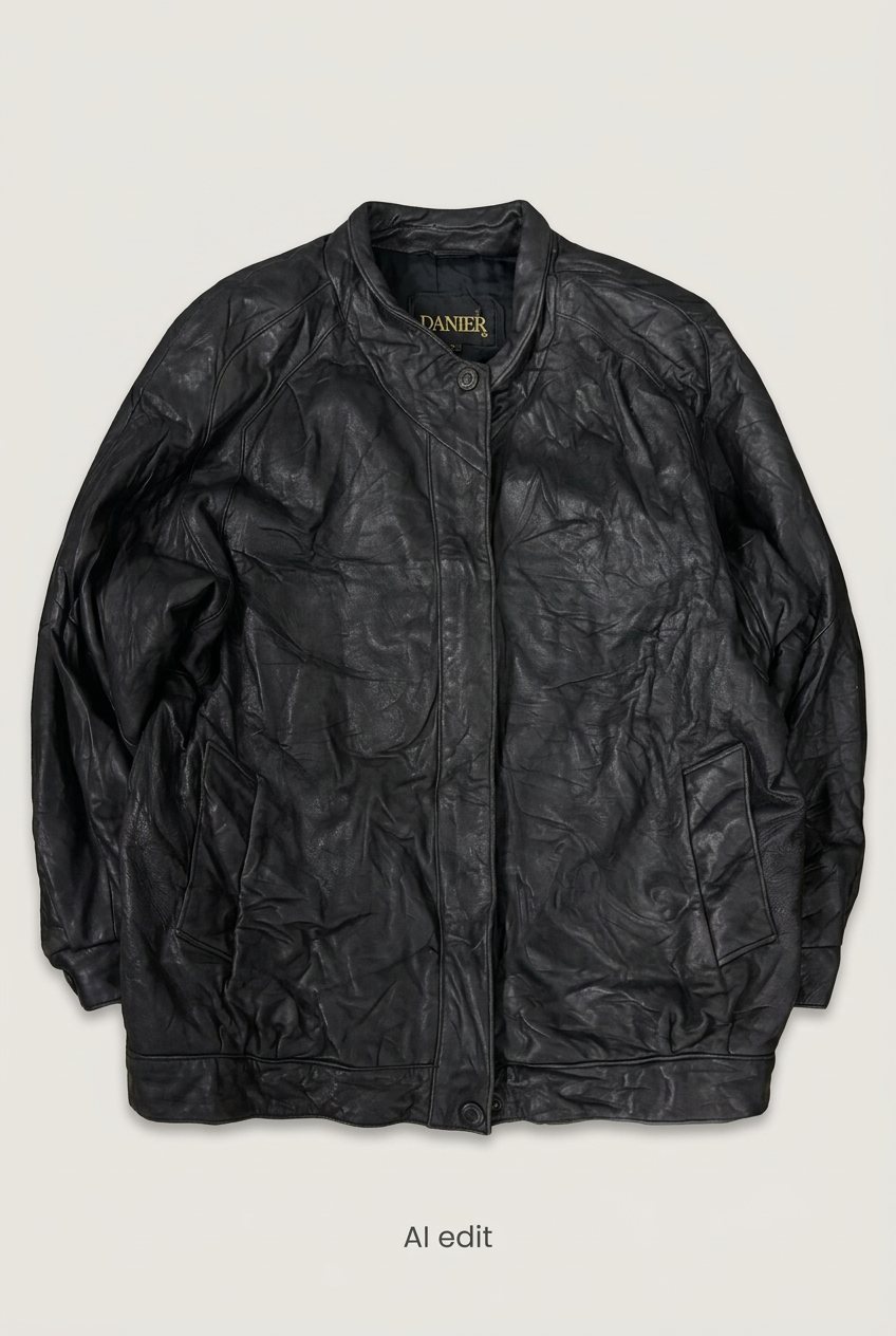 Danier asymmetric-collar leather jacket front preview