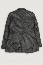 Dark leather blazer styled back