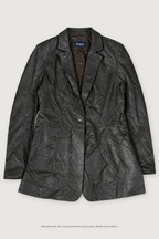 Dark leather blazer styled front