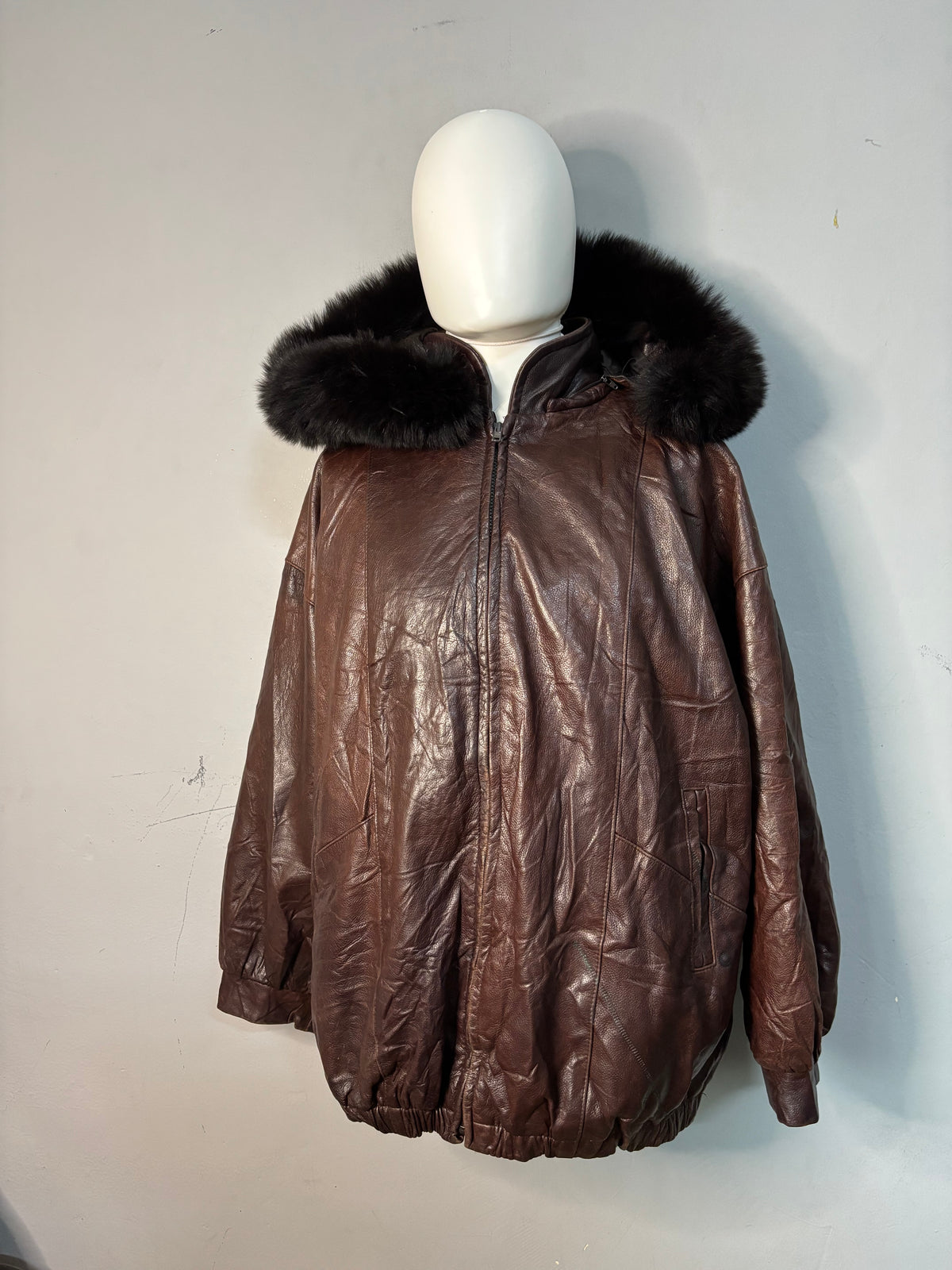 Leather Jackets Vintage Streetwear Oversized Brown bomber