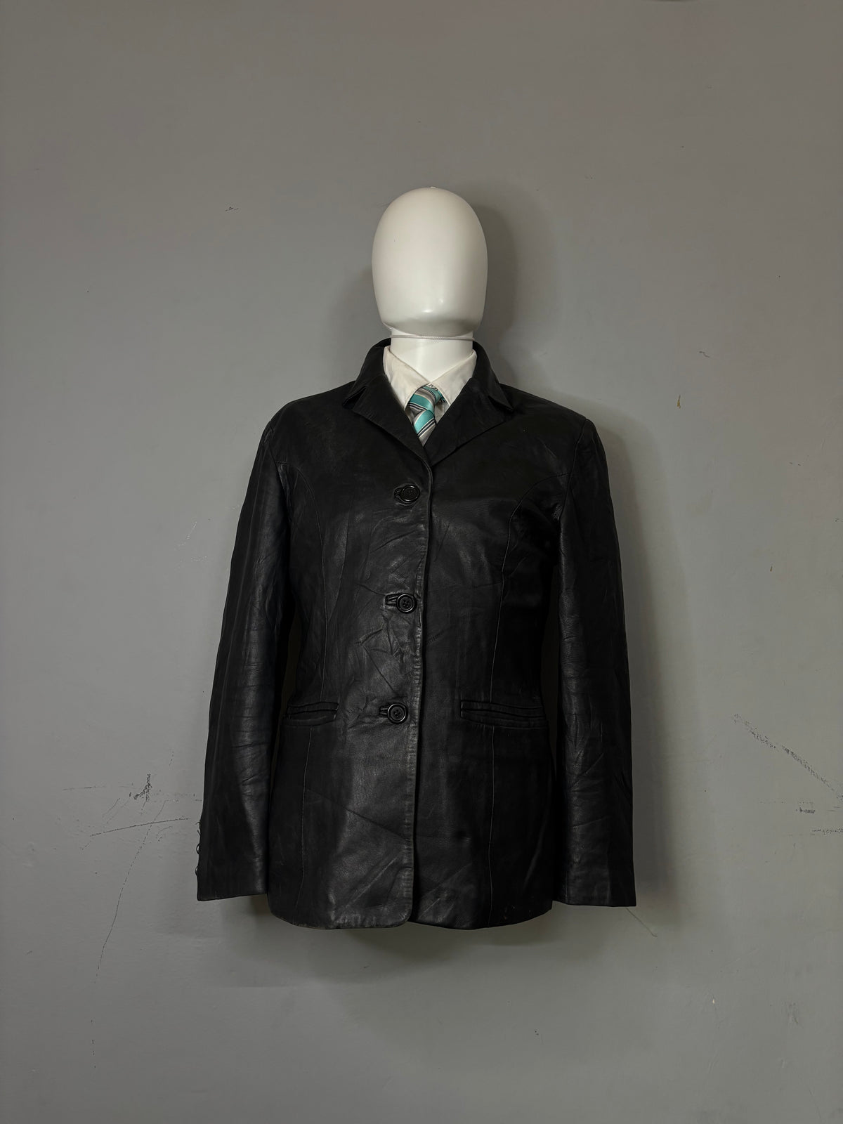 Leather Jackets Oversized Vintage Button leather
