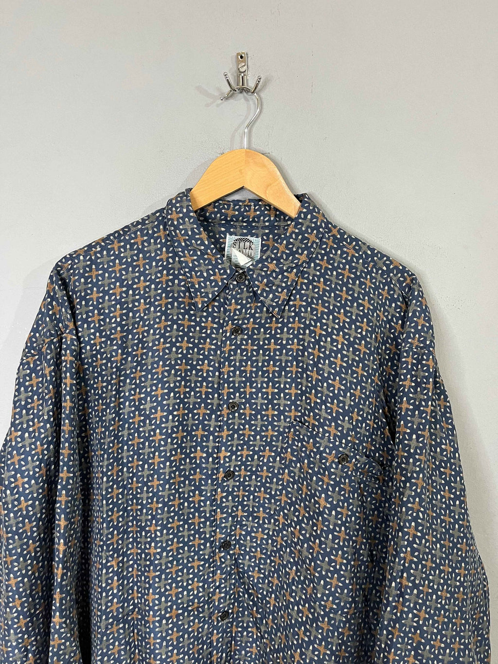 Full Sleeve Shirts Oversized Streetwear Silk uomo