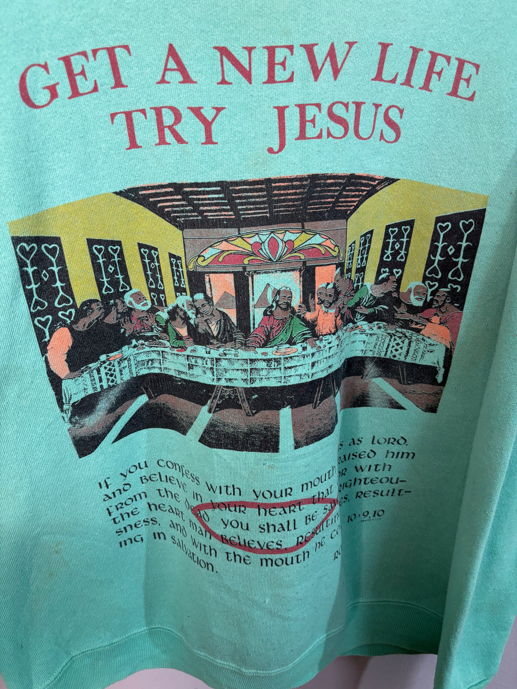 Sweatshirt Vintage Streetwear Geta new life try jesus