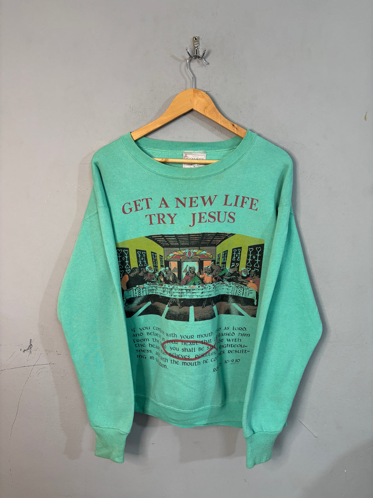 Sweatshirt Vintage Streetwear Geta new life try jesus