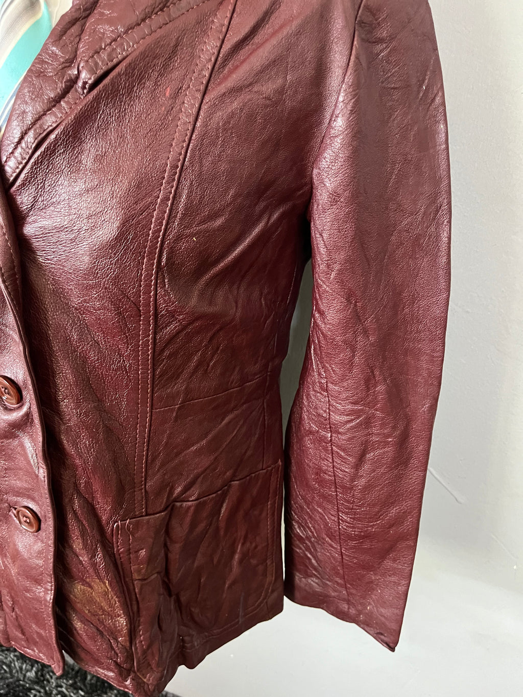 Leather Jackets Oversized Streetwear Burgundy