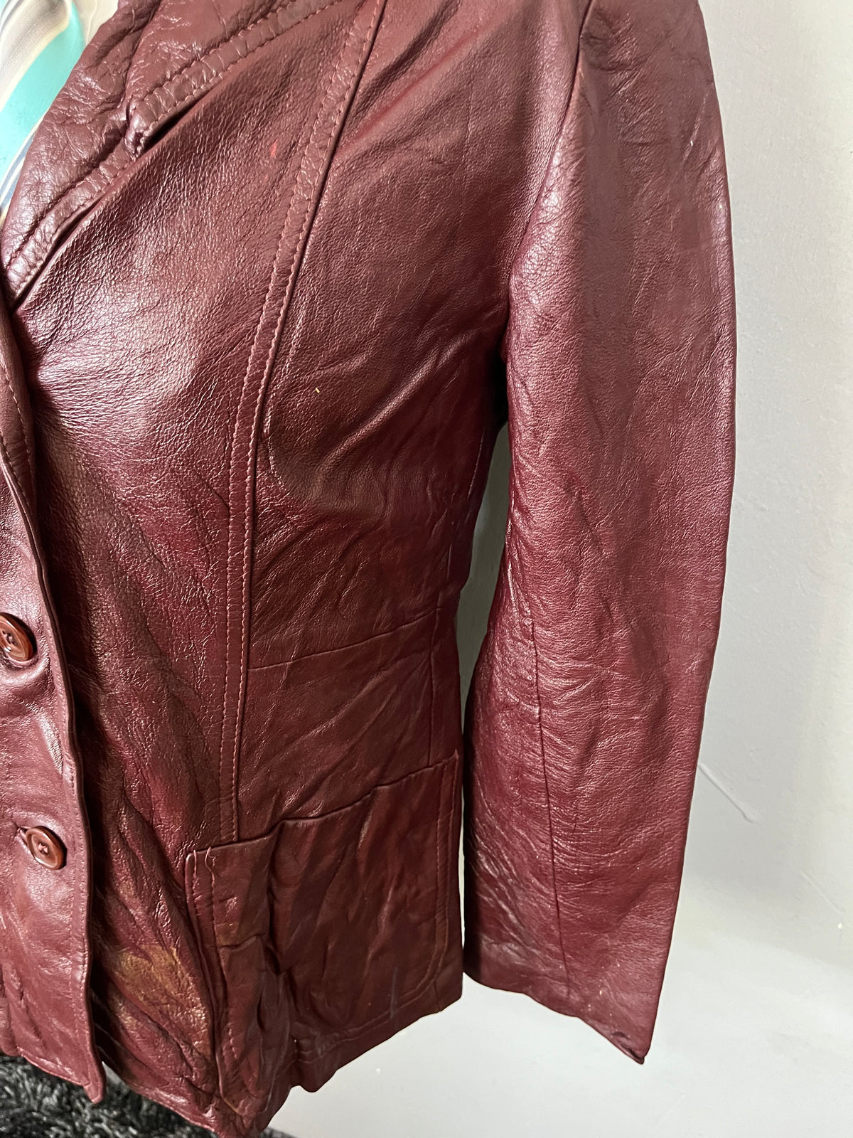 Leather Jackets Oversized Streetwear Burgundy