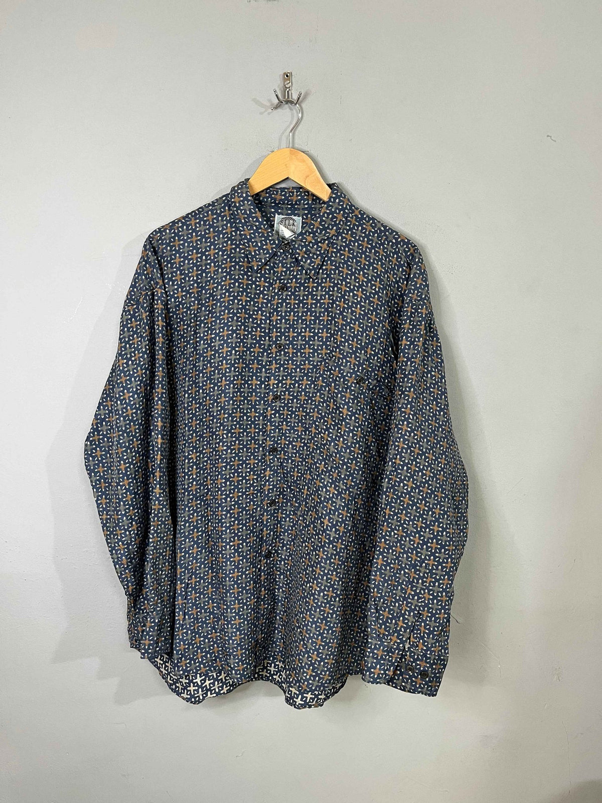 Full Sleeve Shirts Oversized Streetwear Silk uomo