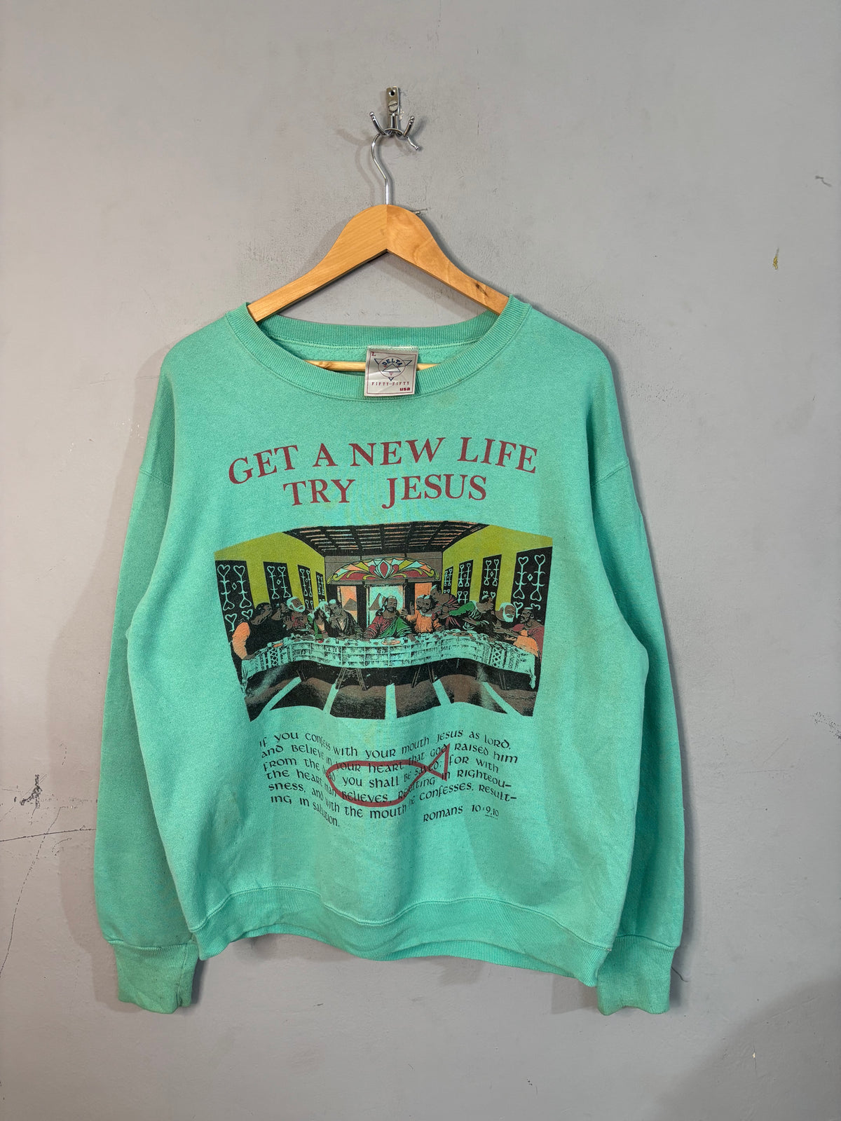 Sweatshirt Vintage Streetwear Geta new life try jesus