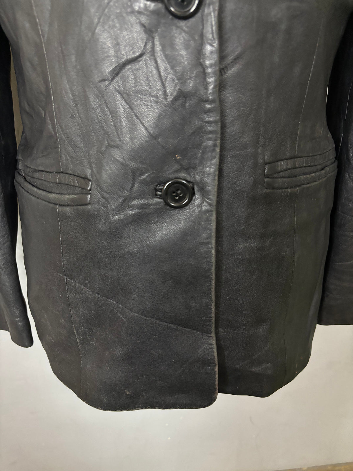 Leather Jackets Oversized Vintage Button leather