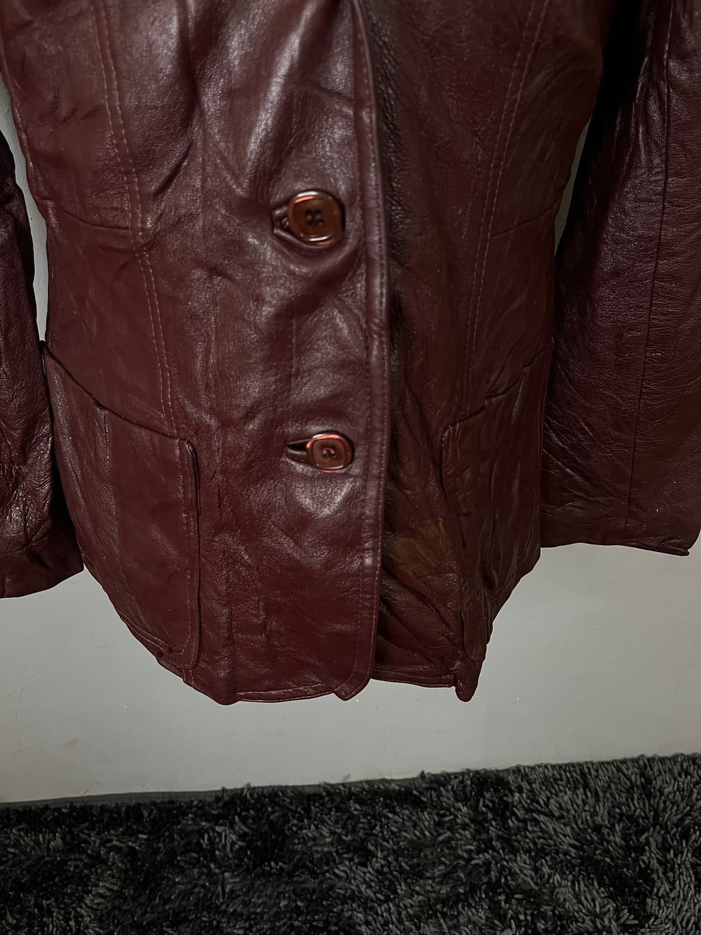 Leather Jackets Oversized Streetwear Burgundy