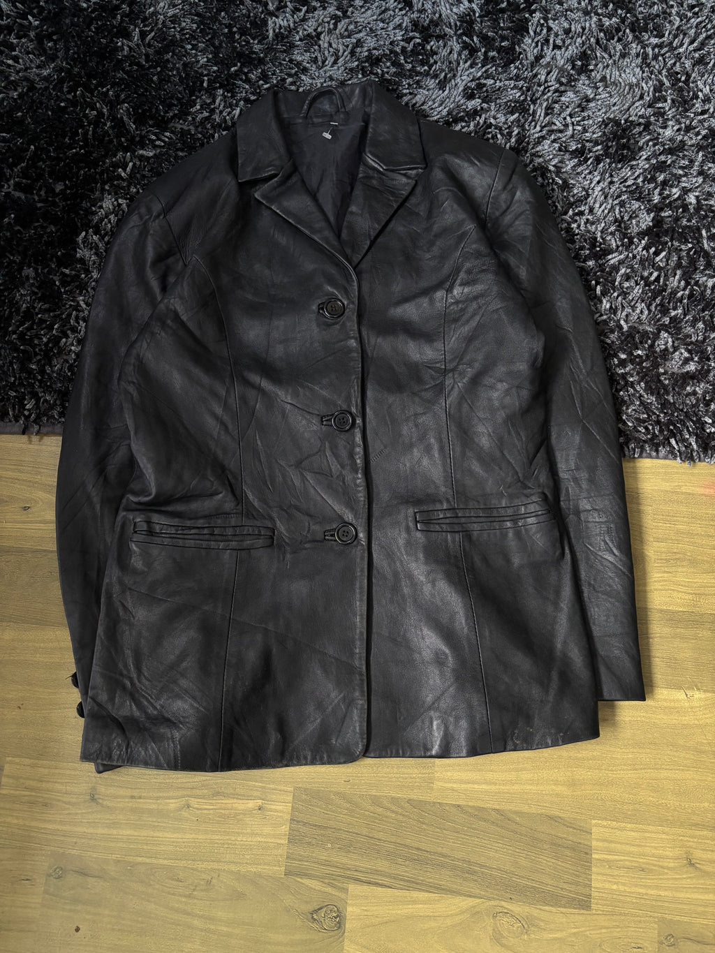Leather Jackets Oversized Vintage Button leather