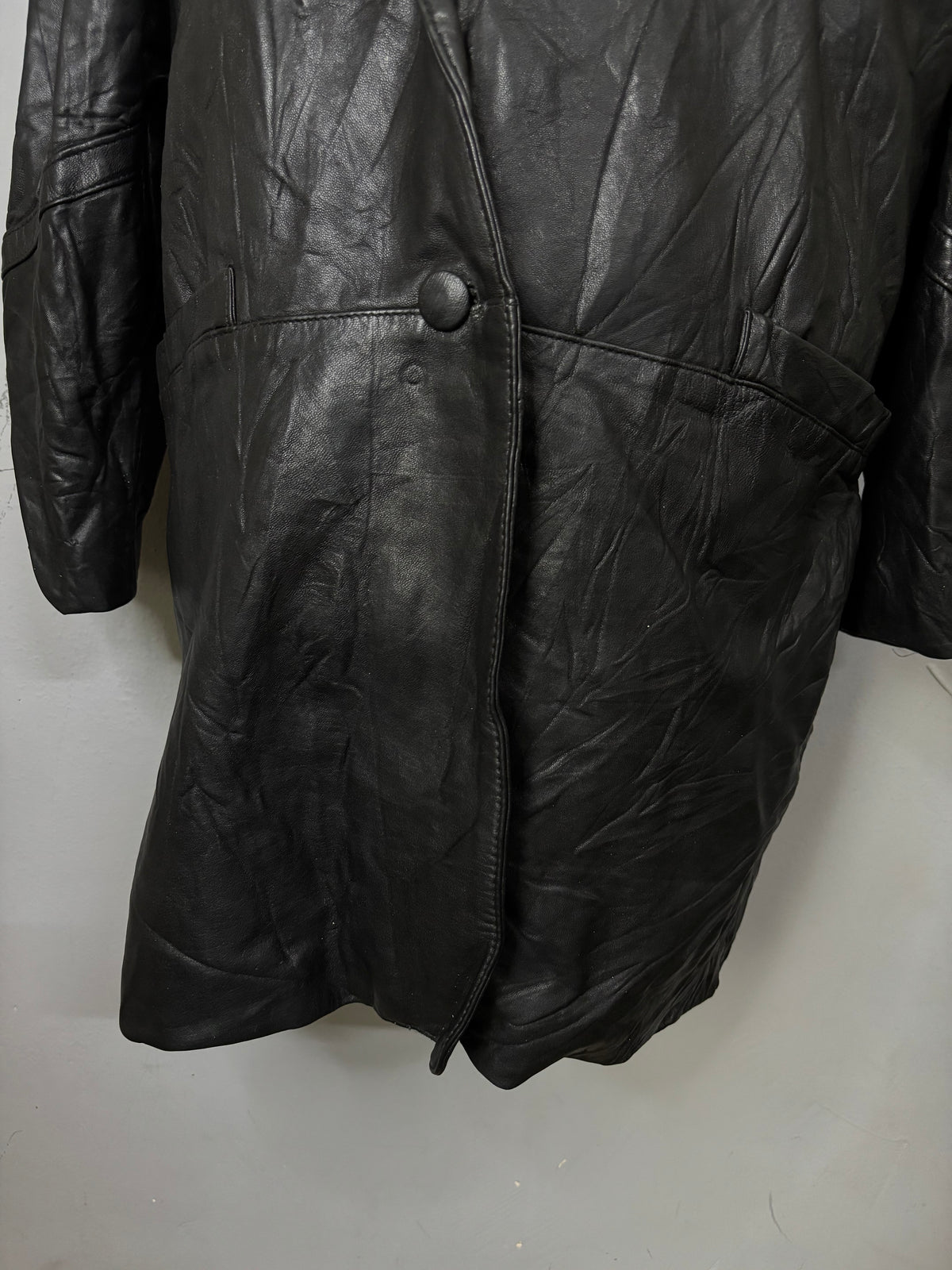 Leather Jackets Oversized Vintage Button leather