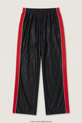 Front product view of black and red C9 track pants, flat lay