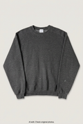 Front product view of charcoal crewneck sweatshirt, flat lay