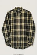 Front product view of green and cream St Michael plaid shirt, flat lay