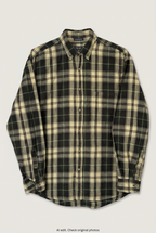 Front product view of green and cream St Michael plaid shirt, flat lay