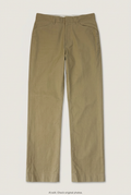 Front product view of khaki chinos, flat lay