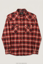 Front product view of Mad Plaid western shirt, flat lay