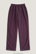 Front product view of maroon track pants, flat lay