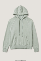 Front product view of sage green hoodie, flat lay
