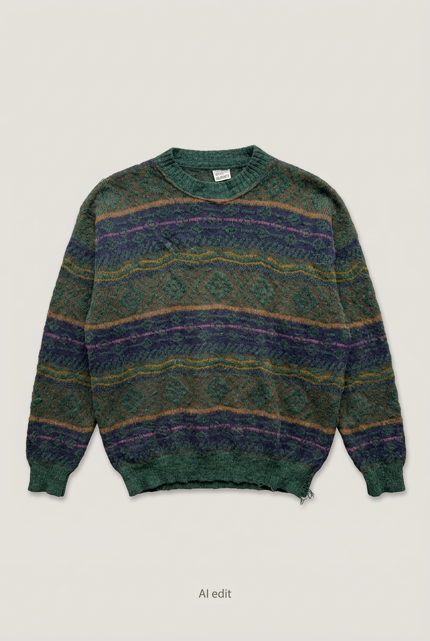 Gianni Alberti green patterned sweater front preview
