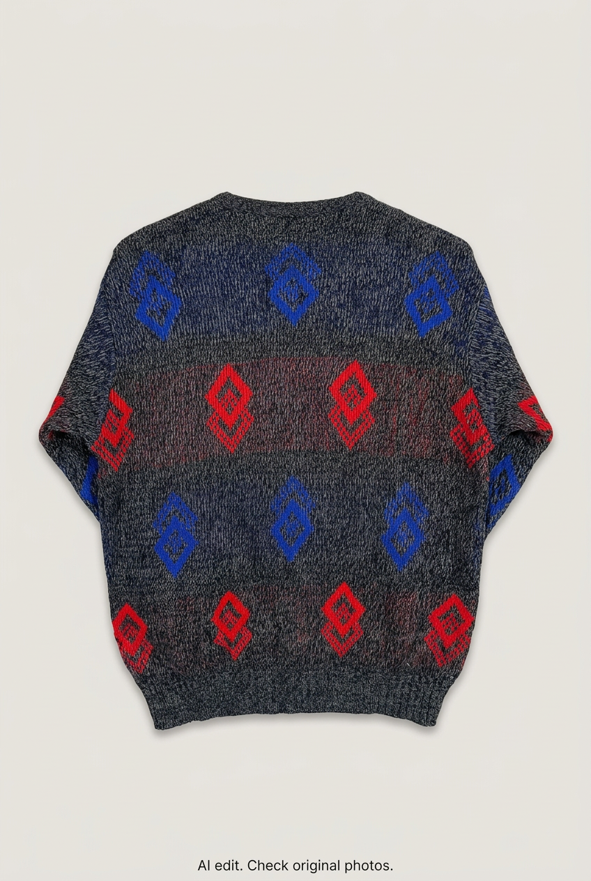 Grey patterned sweater back preview