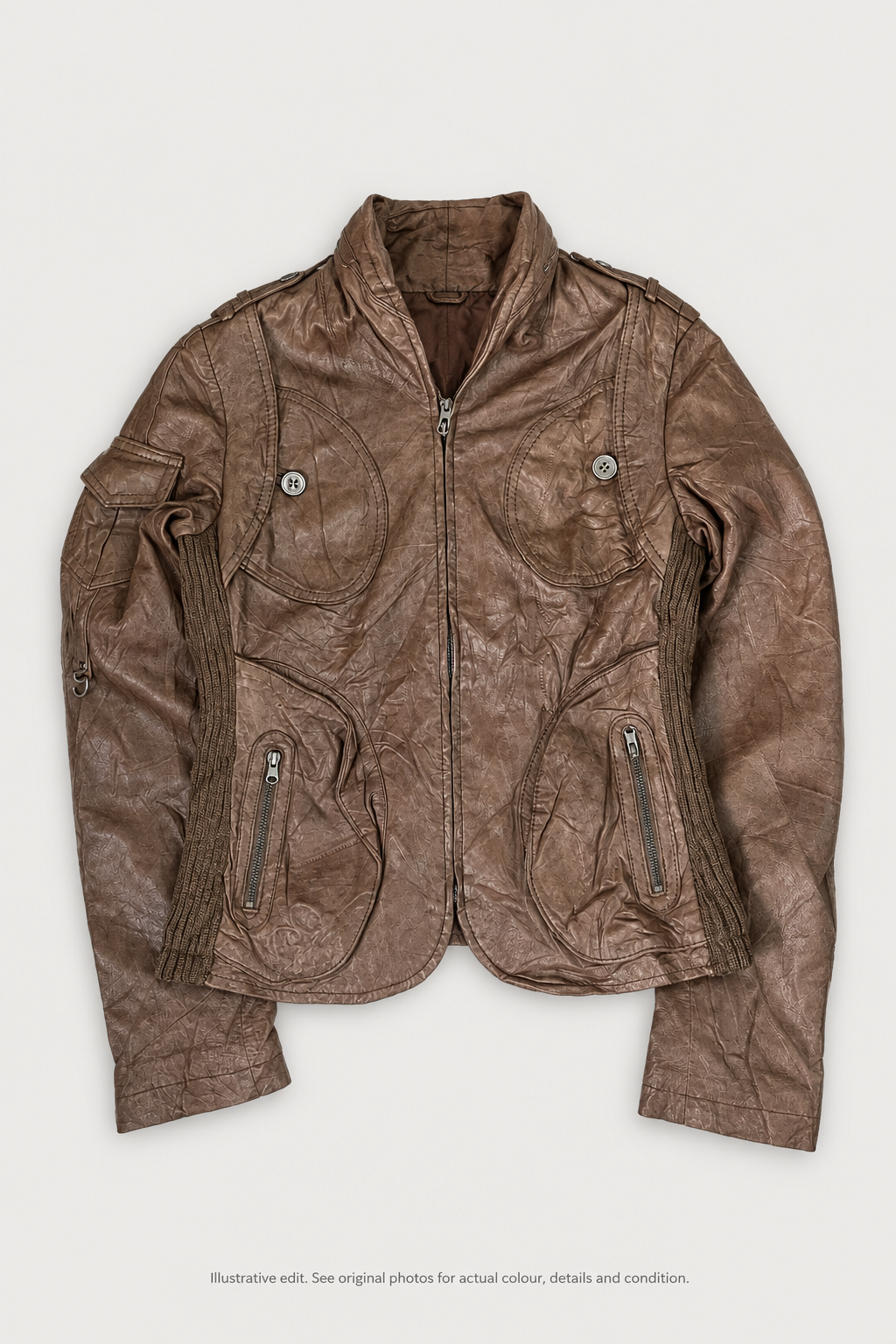 Jacket front with raised collar