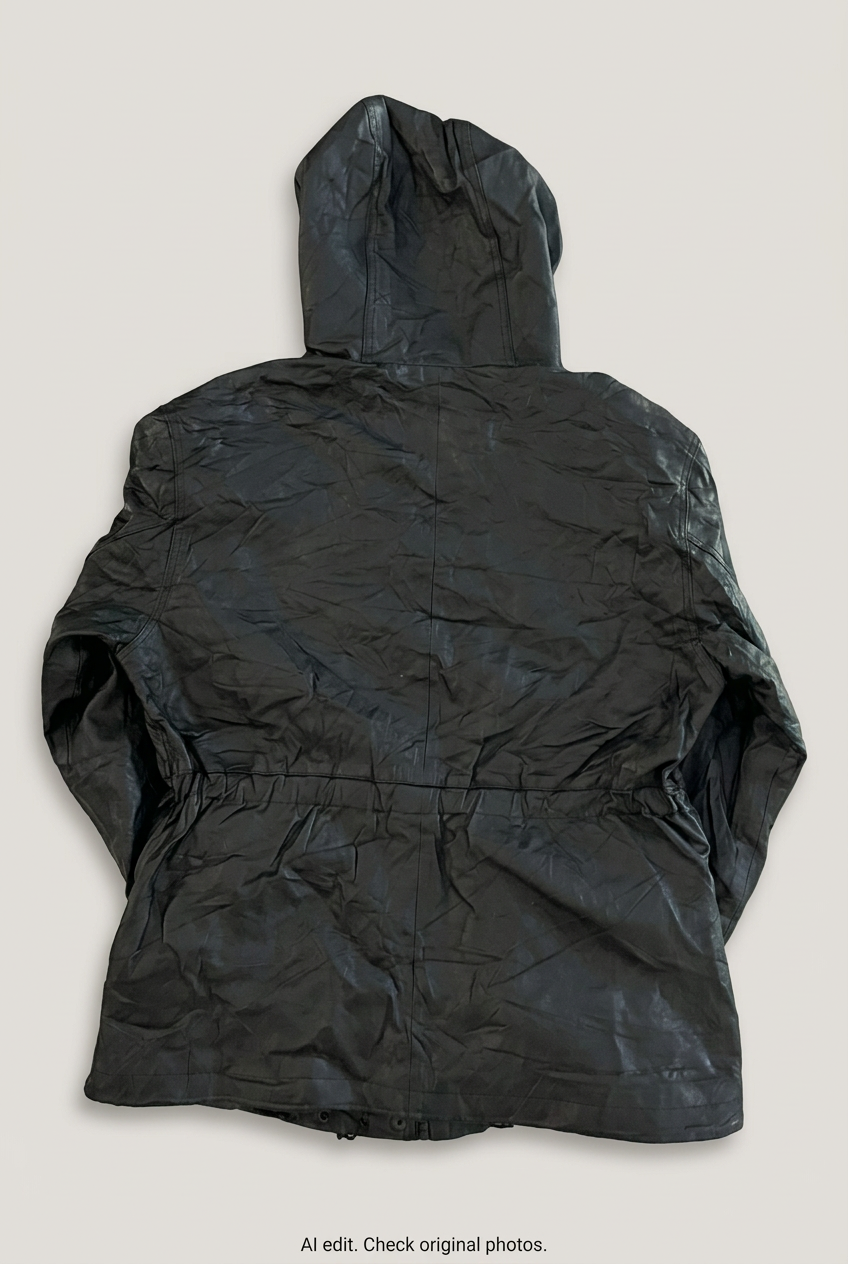 KC Collections hooded leather jacket back preview