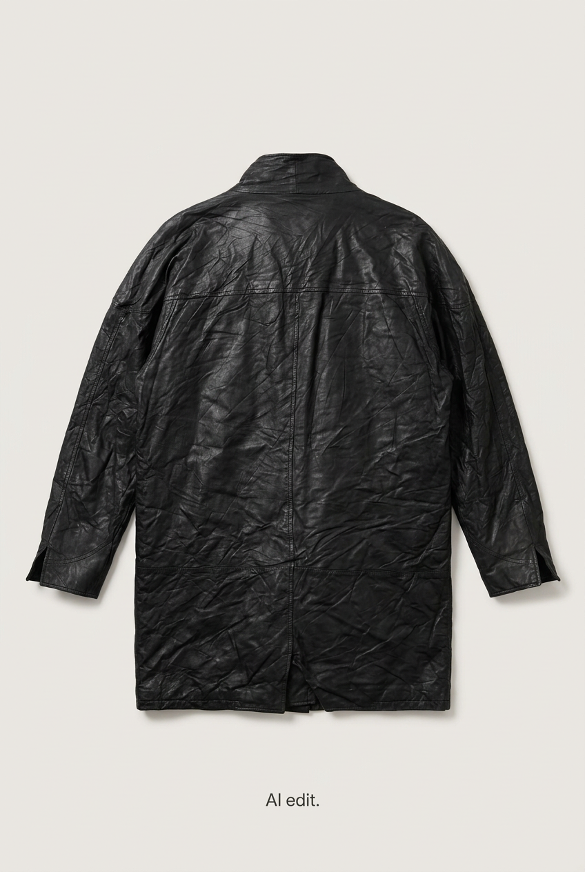 La Vogue black leather jacket back preview