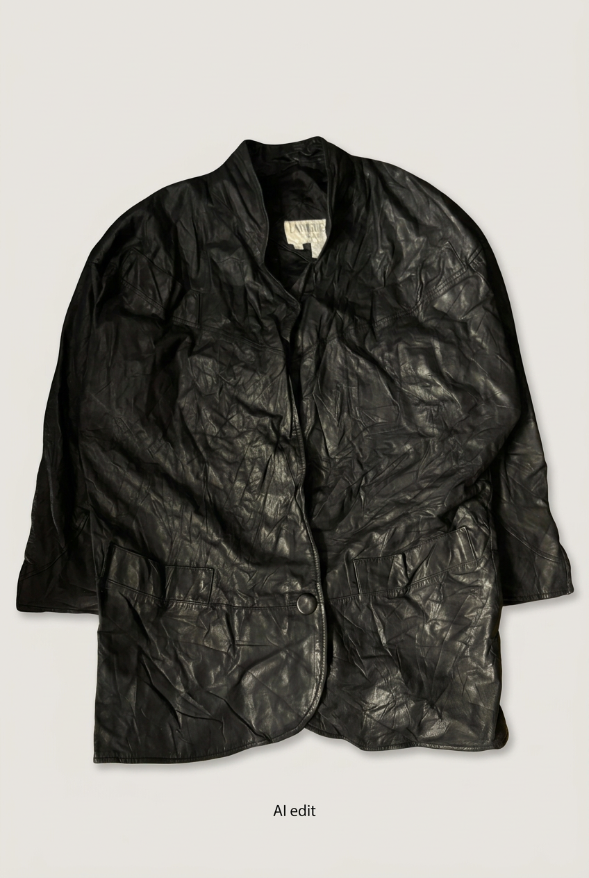 La Vogue black leather jacket front preview