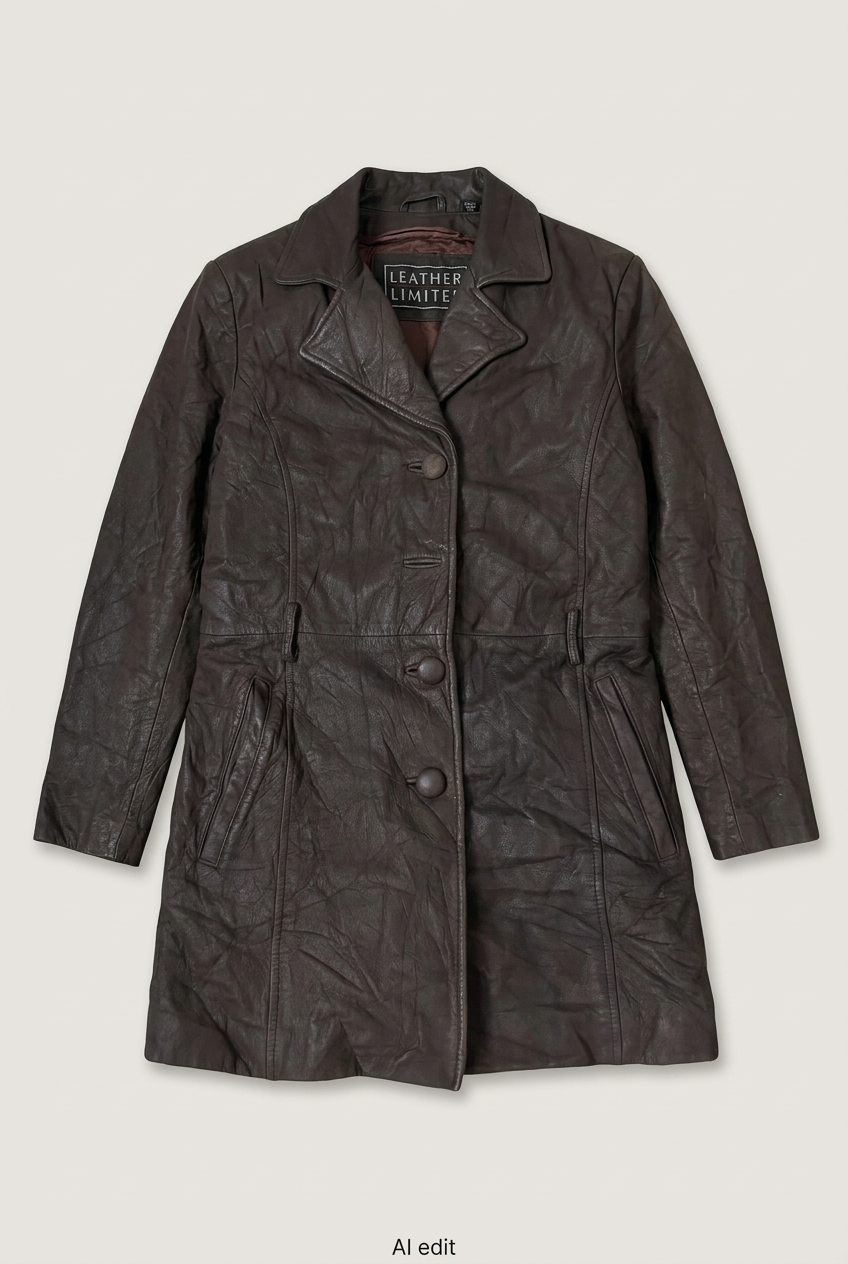 Leather Limited brown coat front preview