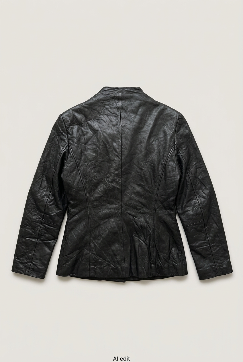 Leather World black leather jacket back preview