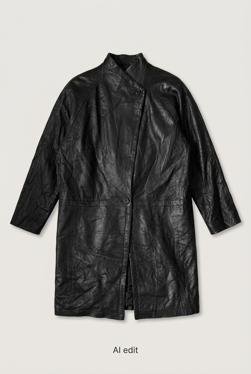 LNR black leather coat front preview