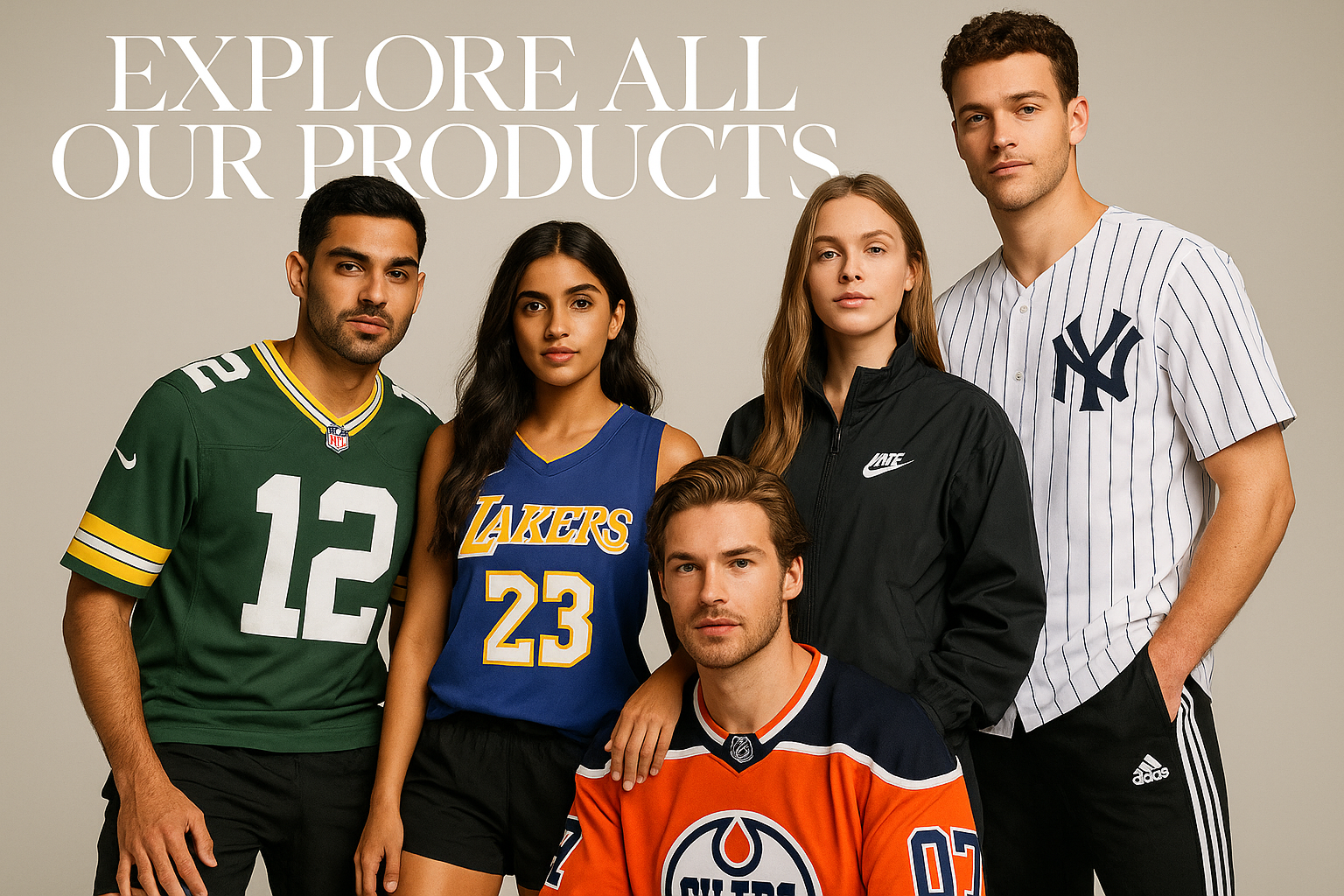 Magazine-style "Explore All Our Products" campaign image