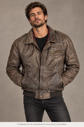 Man wearing illustrative brown jacket