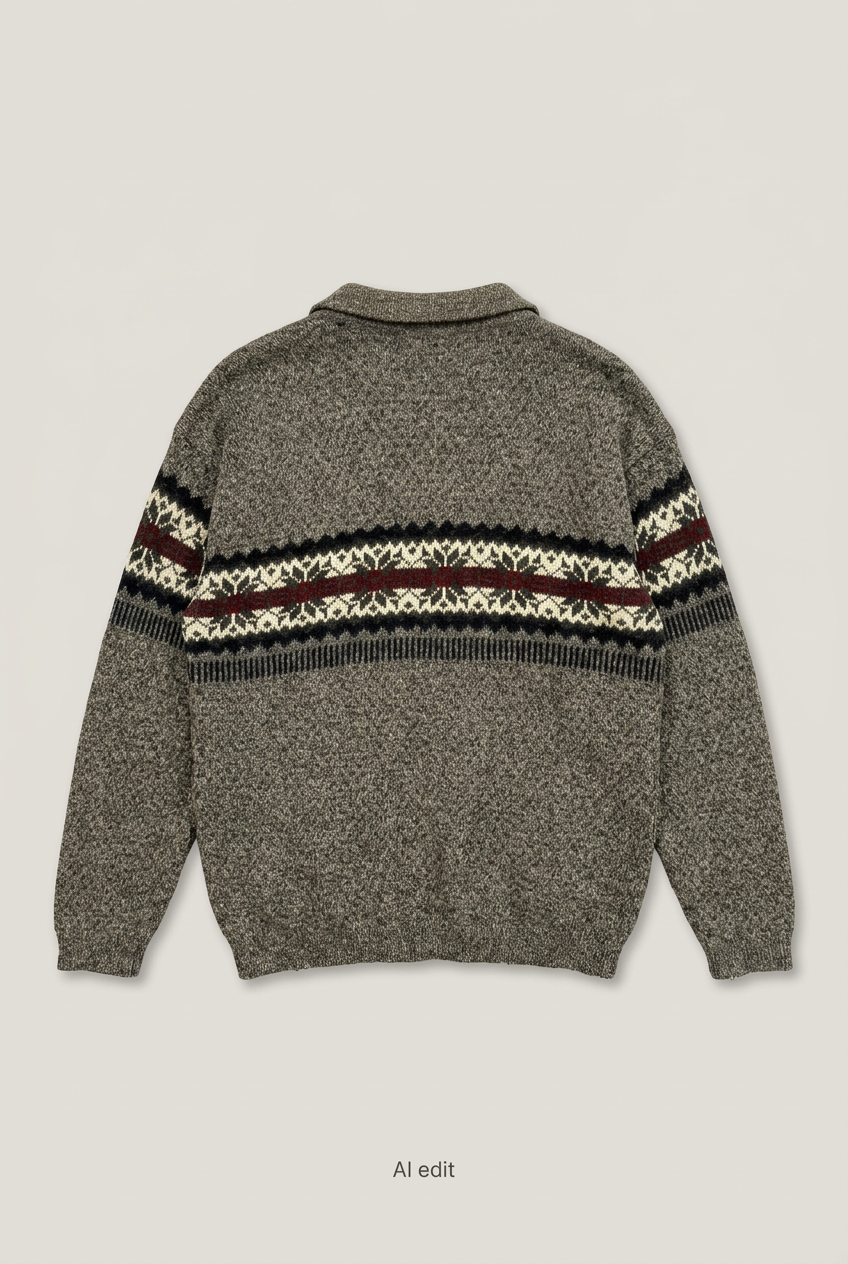 Marled collared sweater back preview