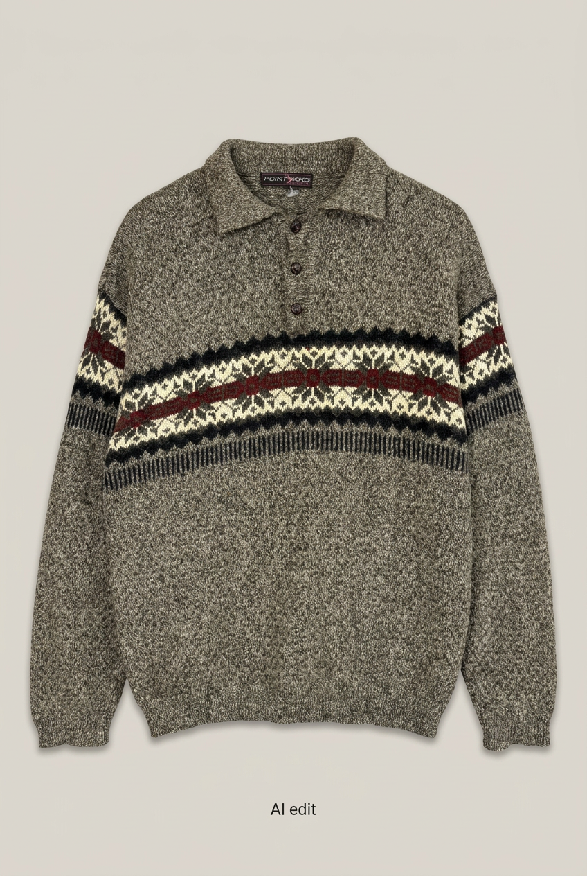 Marled collared sweater front preview