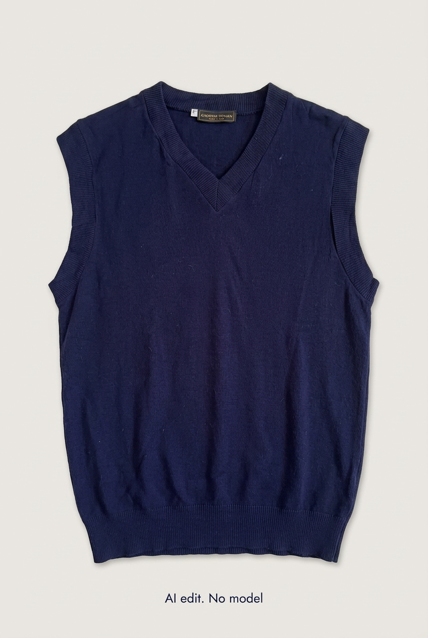 Navy Andrew Rohan sweater vest front preview