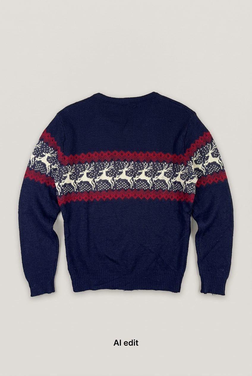 Navy reindeer sweater back preview
