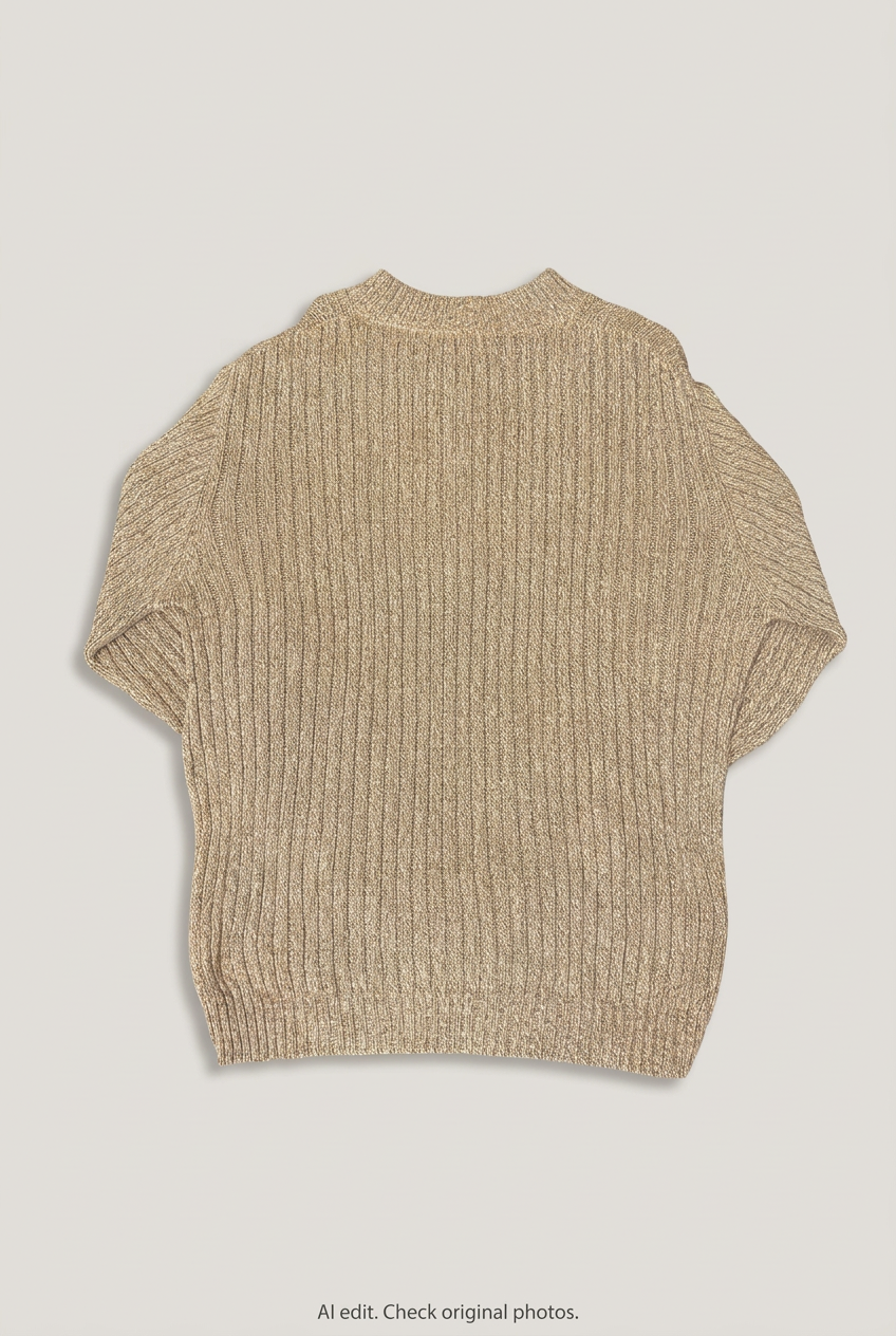 NorthCrest tan ribbed sweater back preview