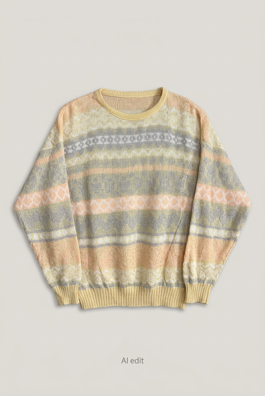 Pastel geometric sweater front preview
