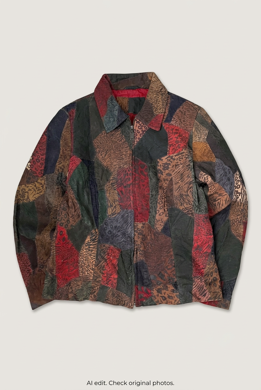 Patchwork animal-print jacket front preview