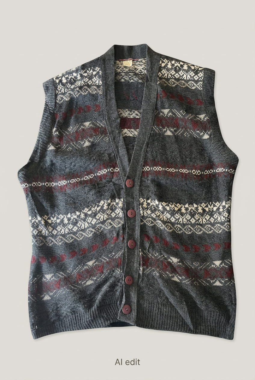 Patterned button-front sweater vest front preview