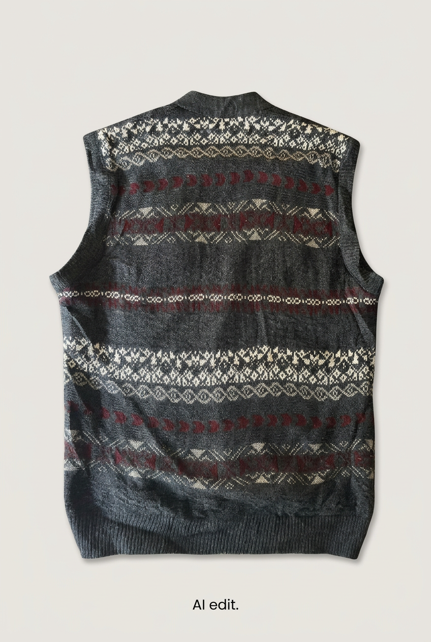 Patterned sweater vest back preview