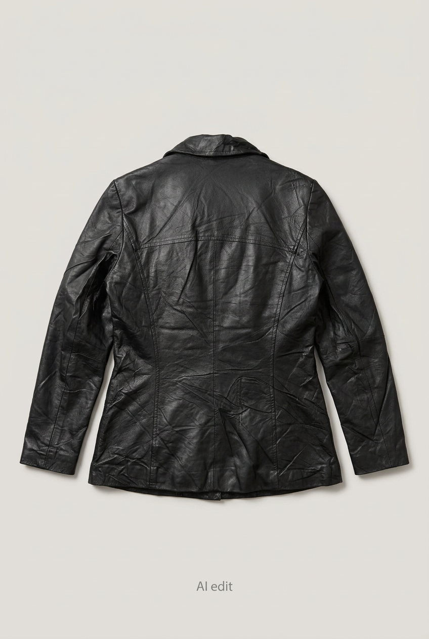 Peerless black leather jacket back preview