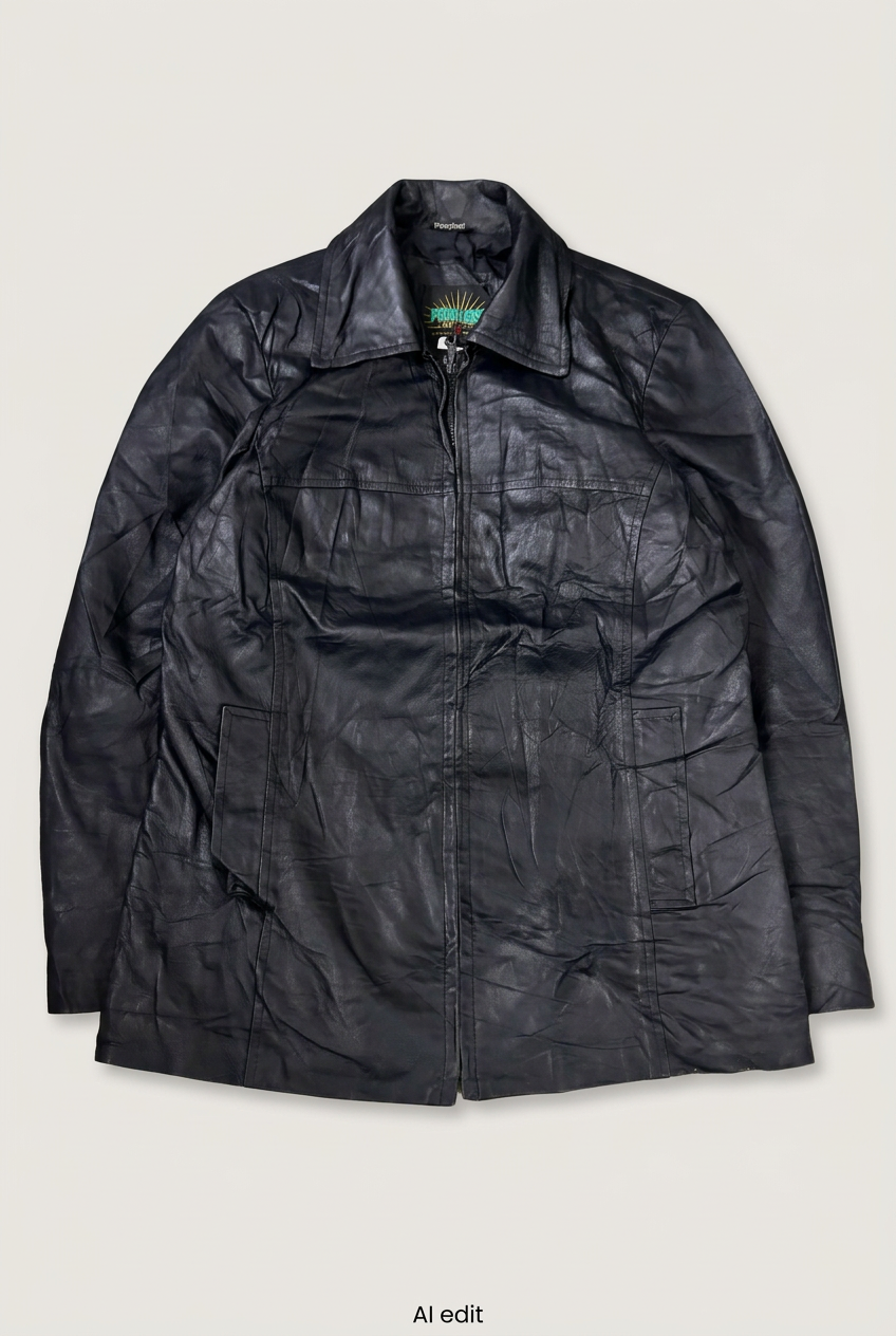 Peerless black leather jacket front preview