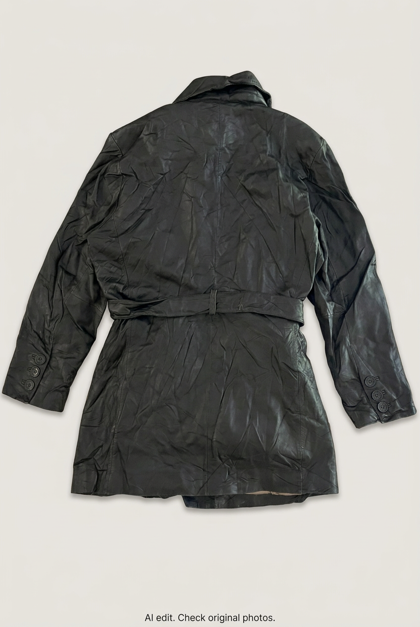 Pelle Studio belted leather coat back preview